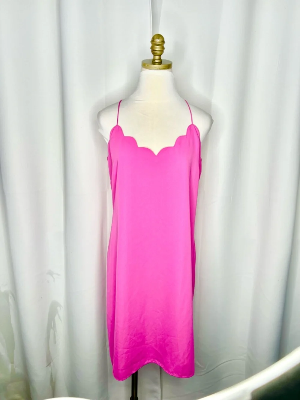 J.CREW SCALLOPED NECK RACERBACK SLIP DRESS